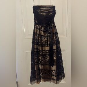 Elegant Black and Tan Strapless Dress